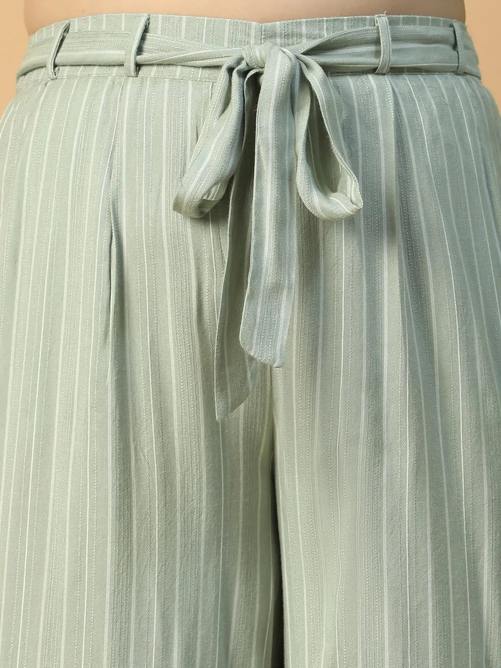 Minty Stripes Wide-Leg Trouser