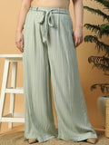 Minty Stripes Wide-Leg Trouser